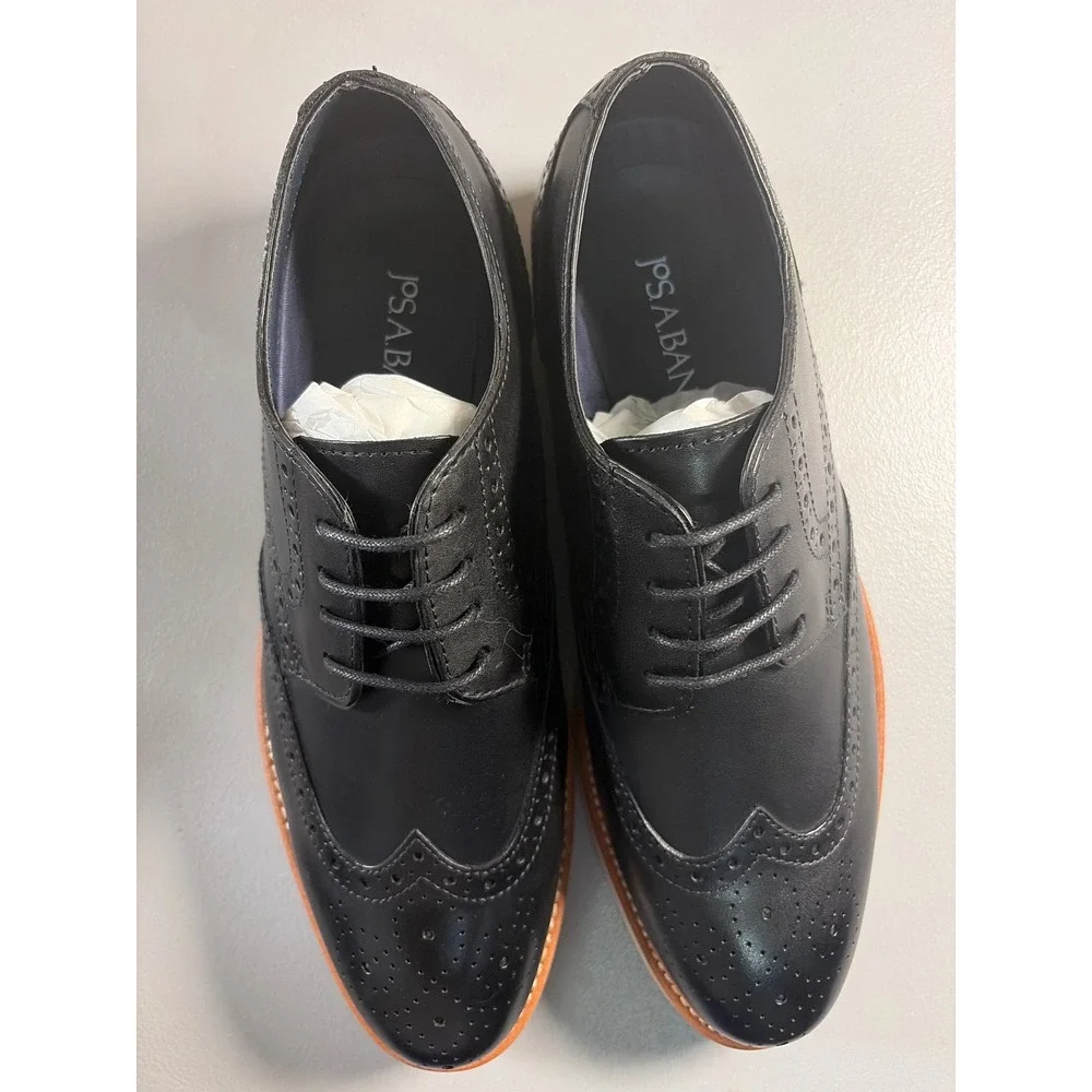 Jos A Bank Hybrid Wingtip Oxfords Black Leather Shoes Men's Size 9 NIB